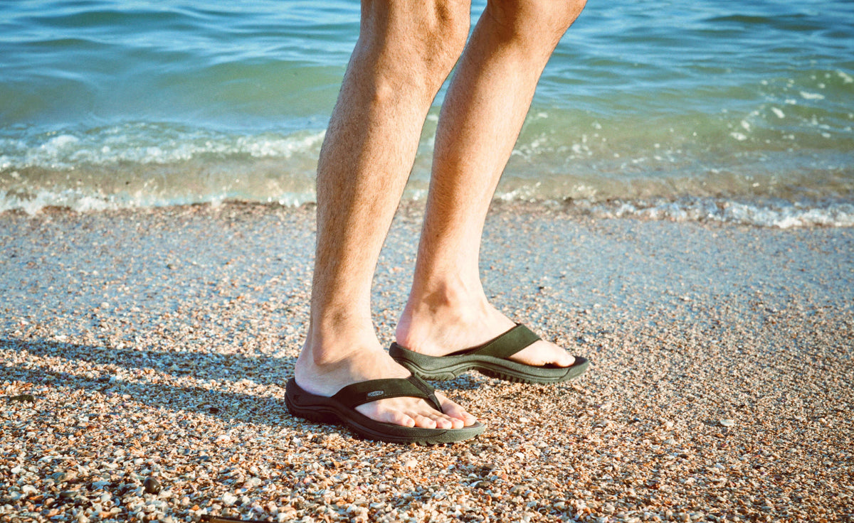 Keen Men's Kona Leather Flip-Flop | Black/Steel Grey
