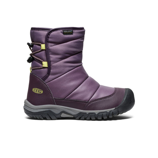 Keen Big Kids' Puffrider Waterproof Winter Boot | Black Plum/Daiquiri Green