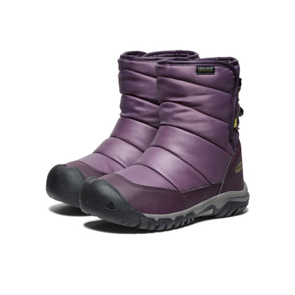 Keen Big Kids' Puffrider Waterproof Winter Boot | Black Plum/Daiquiri Green