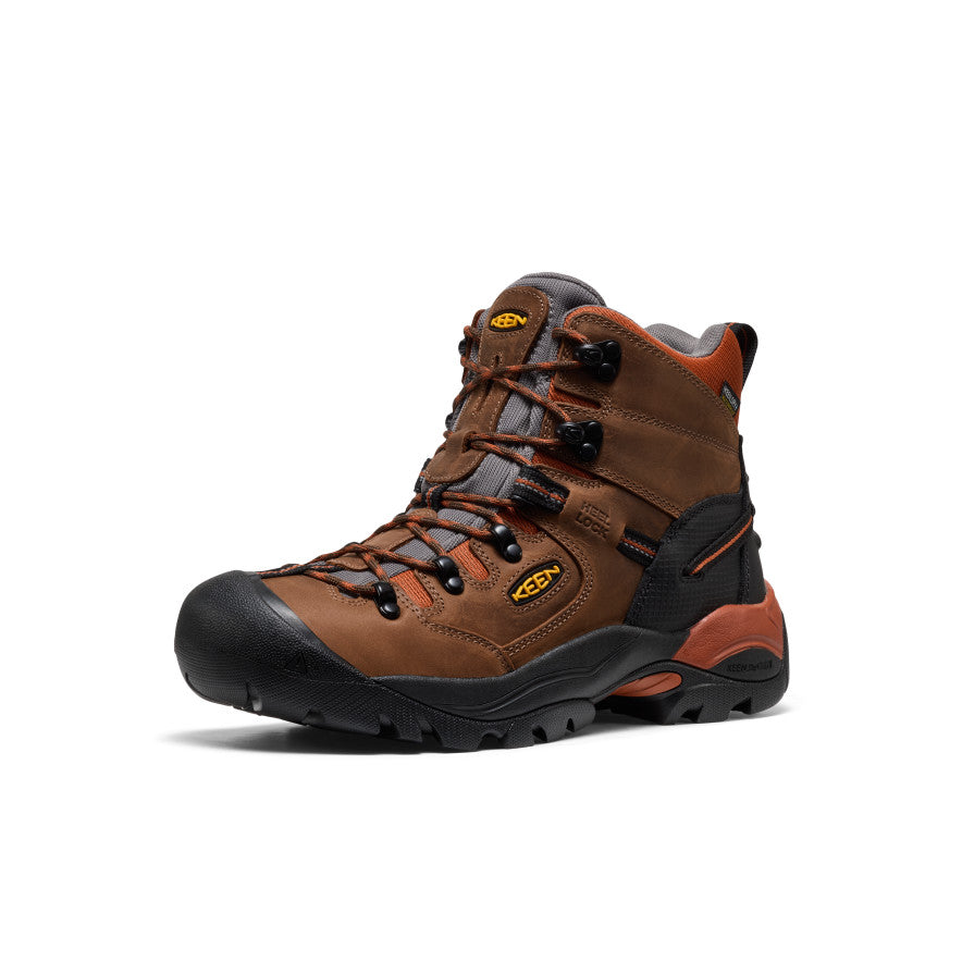 Keen Men's Pittsburgh Energy 6" Waterproof Boot (Soft Toe) | Cascade Brown/Black