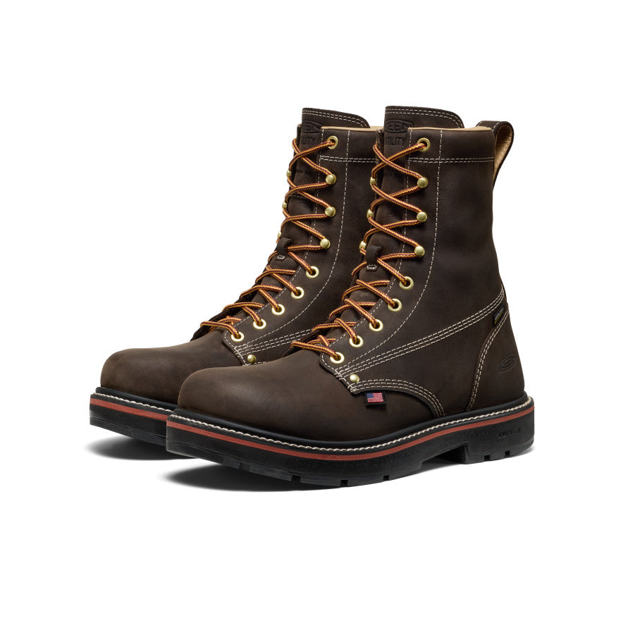 Keen Men's Liberty 8" Waterproof 90° Heel Boot (Carbon Toe) | Coffee Bean/Black