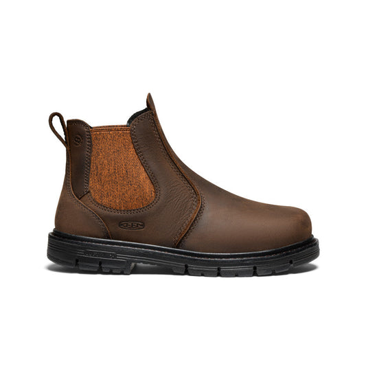 Keen Women's San Jose Chelsea 90° Heel Boot (Aluminum Toe) | Cascade Brown/Black