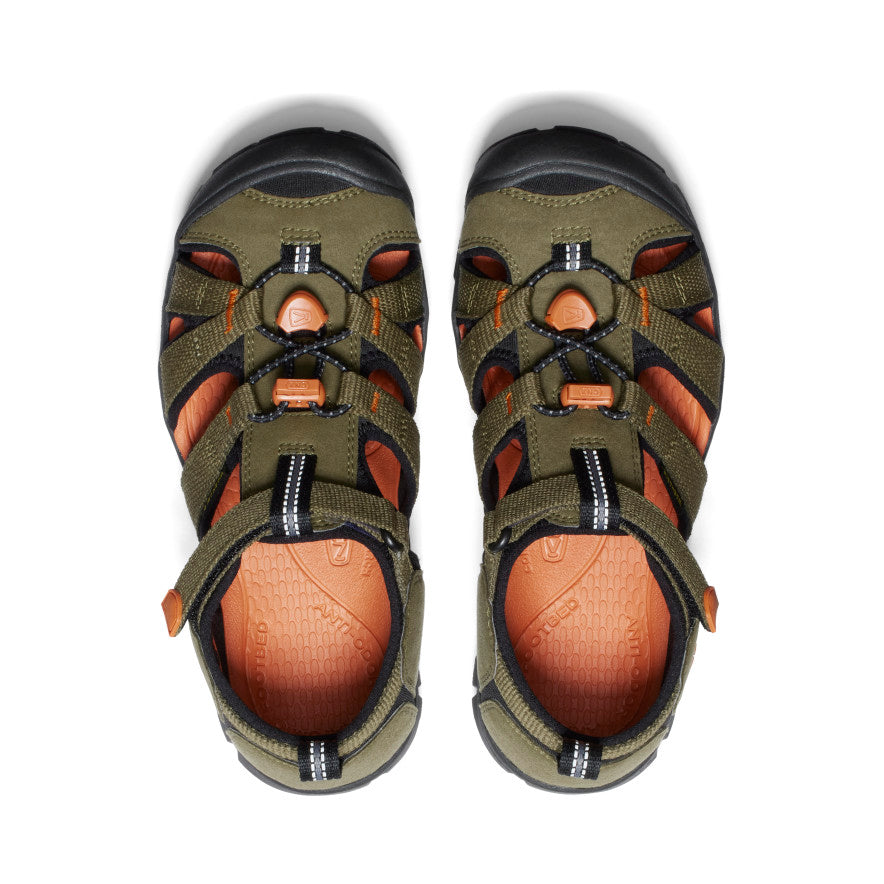 Keen Big Kids' Seacamp II CNX | Dark Olive/Gold Flame