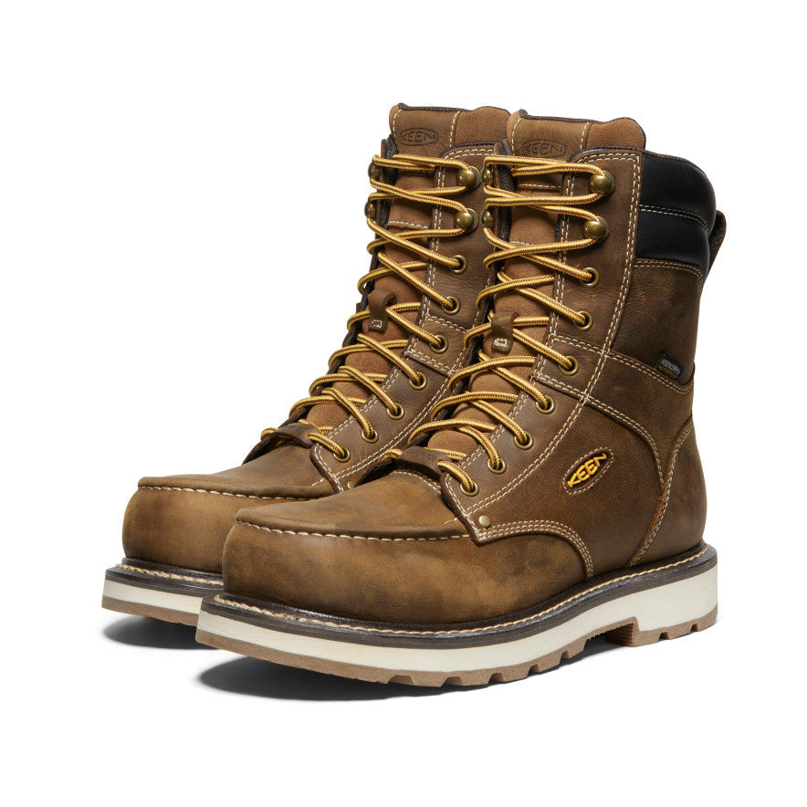 Keen Men's Cincinnati 8" Waterproof 90° Heel Boot (Carbon Toe) | Belgian/Sandshell