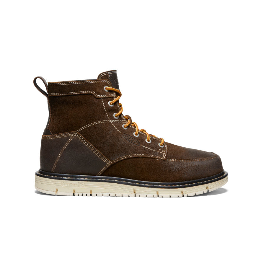 Keen Men's San Jose 6" Boot (Soft Toe) | Coffee Bean/Star White