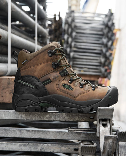 Keen Men's Pittsburgh Energy 6" Waterproof Boot (Soft Toe) | Cascade Brown/Greener Pastures