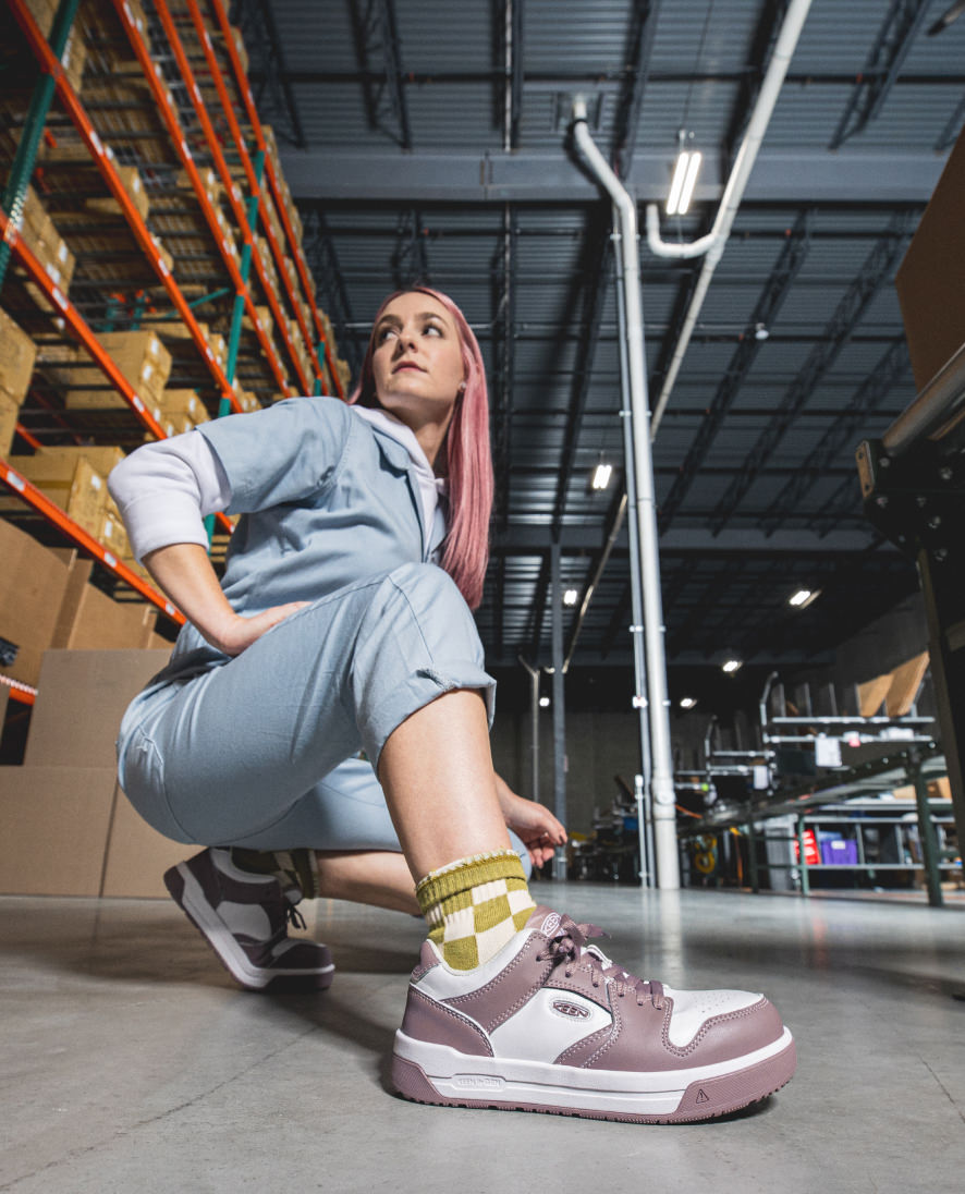 Keen Women's Overton Work Shoe (Carbon Toe) | Star White/Black