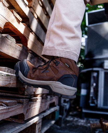 Keen Men's Skokie Waterproof Work Boot (Carbon Toe) | Dark Earth/Black