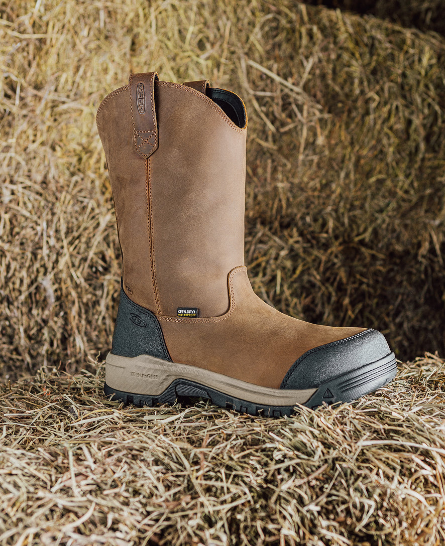 Keen Women's Evanston Pull-On Waterproof Boot (Carbon Toe) | Bison/Black