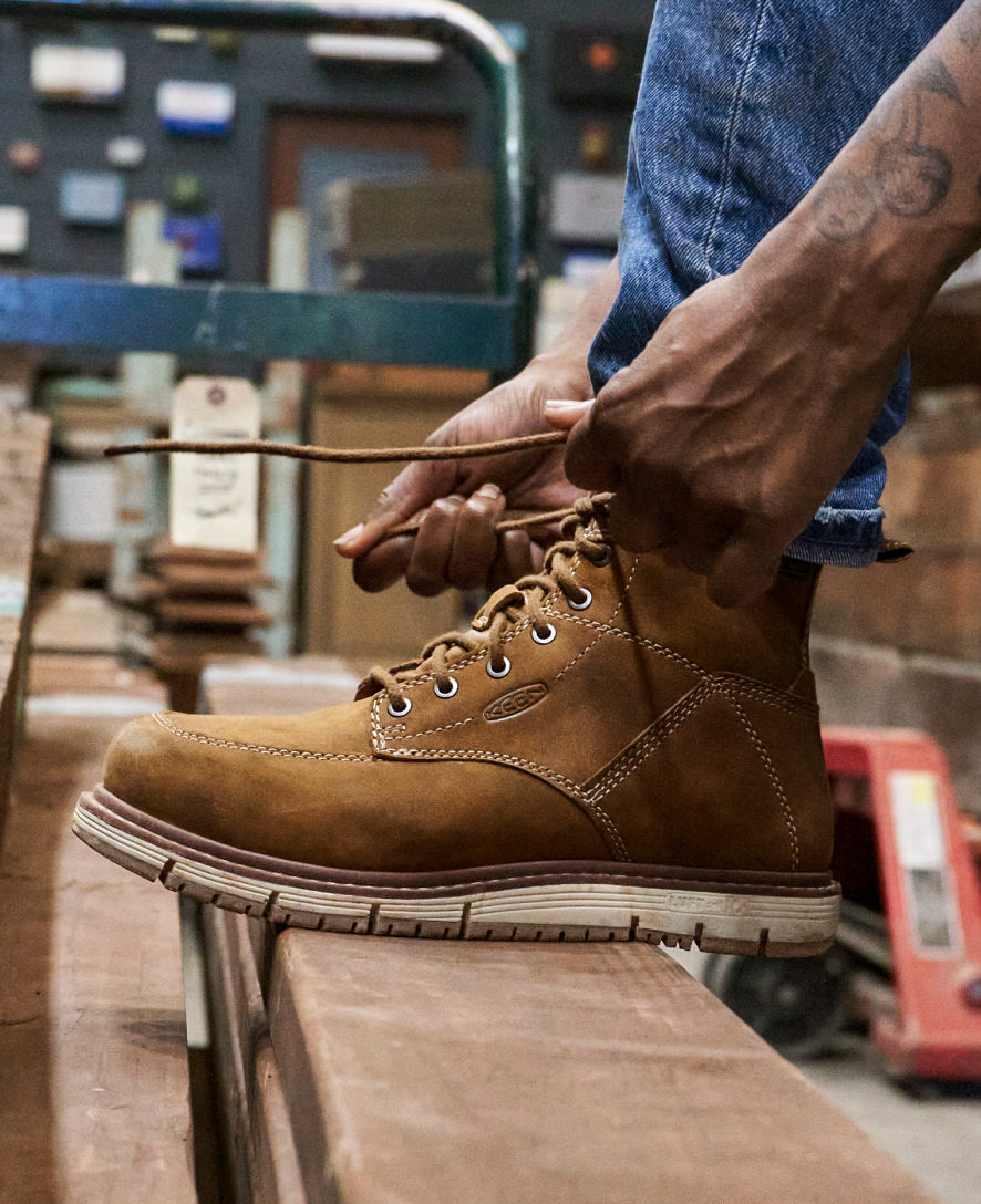 Keen Women's San Jose 6" Waterproof Boot (Aluminum Toe) | Almond/Gum