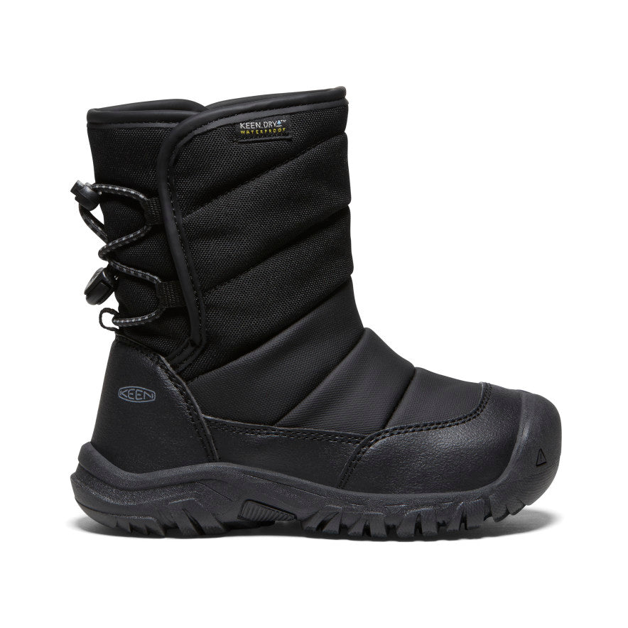 Keen Little Kids' Puffrider Waterproof Winter Boot | Black/Steel Grey