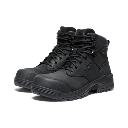 Keen Men's Evanston 6" Waterproof Boot (Carbon Toe) | Black/Black