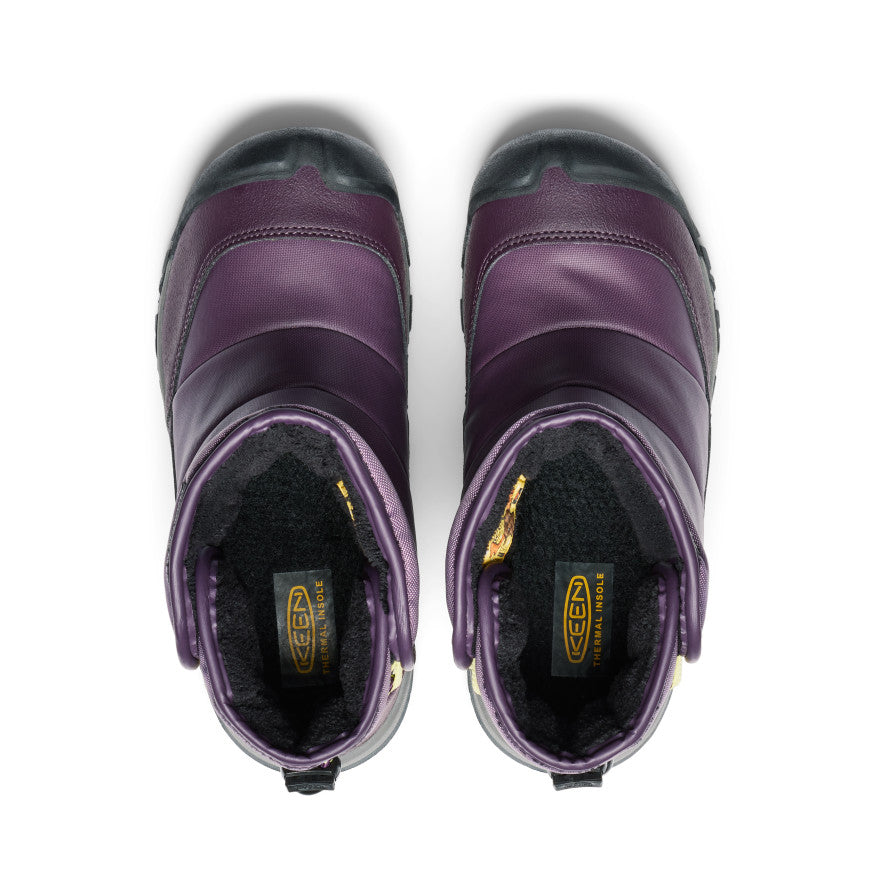 Keen Big Kids' Puffrider Waterproof Winter Boot | Black Plum/Daiquiri Green