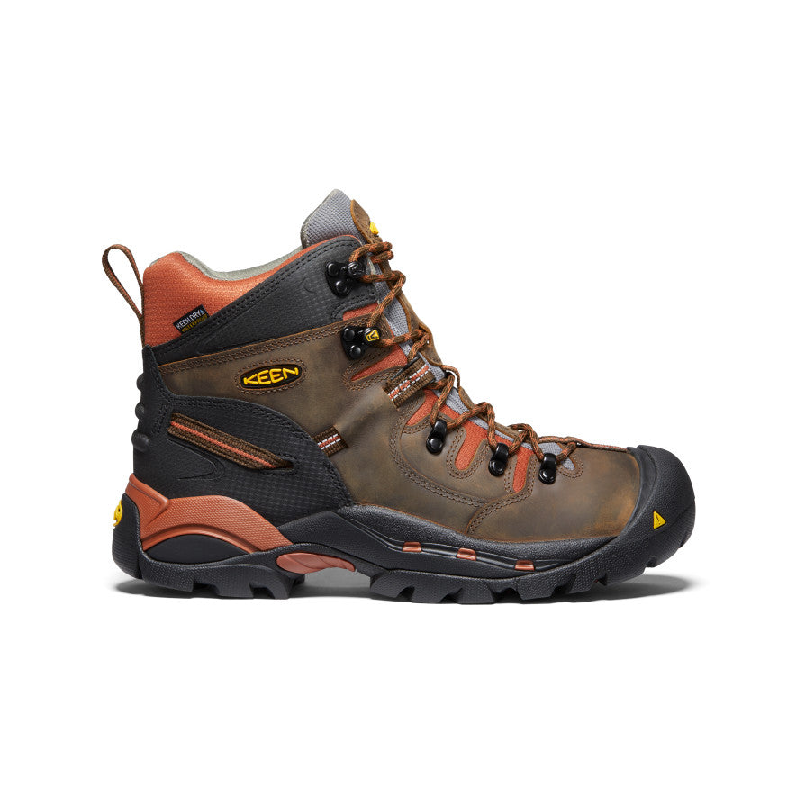Keen Men's Pittsburgh 6" Waterproof Boot (Soft Toe) | Cascade Brown/Bombay Brown