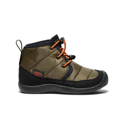 Keen Little Kids' Howser II Waterproof Chukka | Dark Olive/Gold Flame