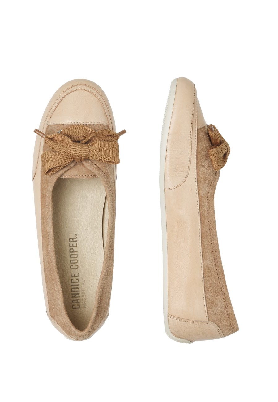 Femmes Candice Cooper | Candy Bow - Ballerines En Cuir Poli Et Daim - Marron