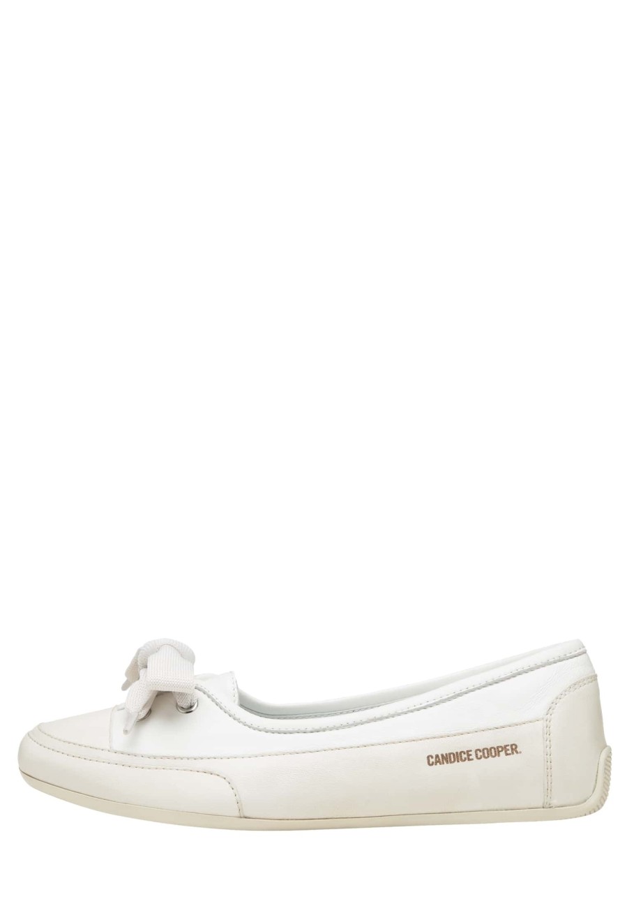 Hommes Candice Cooper | Candy Bow - Ballerines En Cuir Poli - Blanc