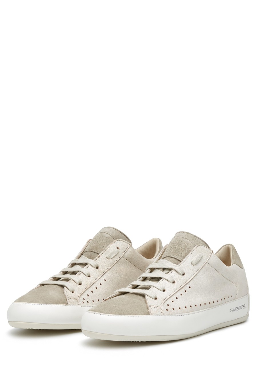 Femmes Candice Cooper | Dafne - Baskets En Cuir Et Daim - Blanc-Gris