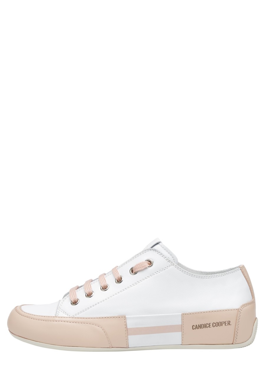 Hommes Candice Cooper | Rock Patch S - Baskets En Cuir - Blanc-Rose