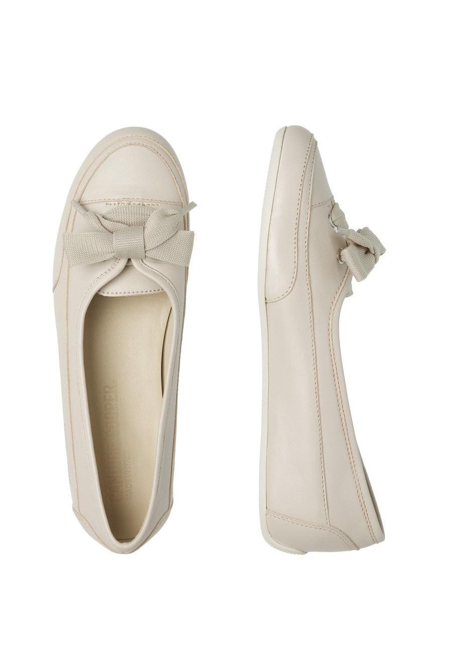 Femmes Candice Cooper | Candy Bow - Ballerines En Cuir - Blanc