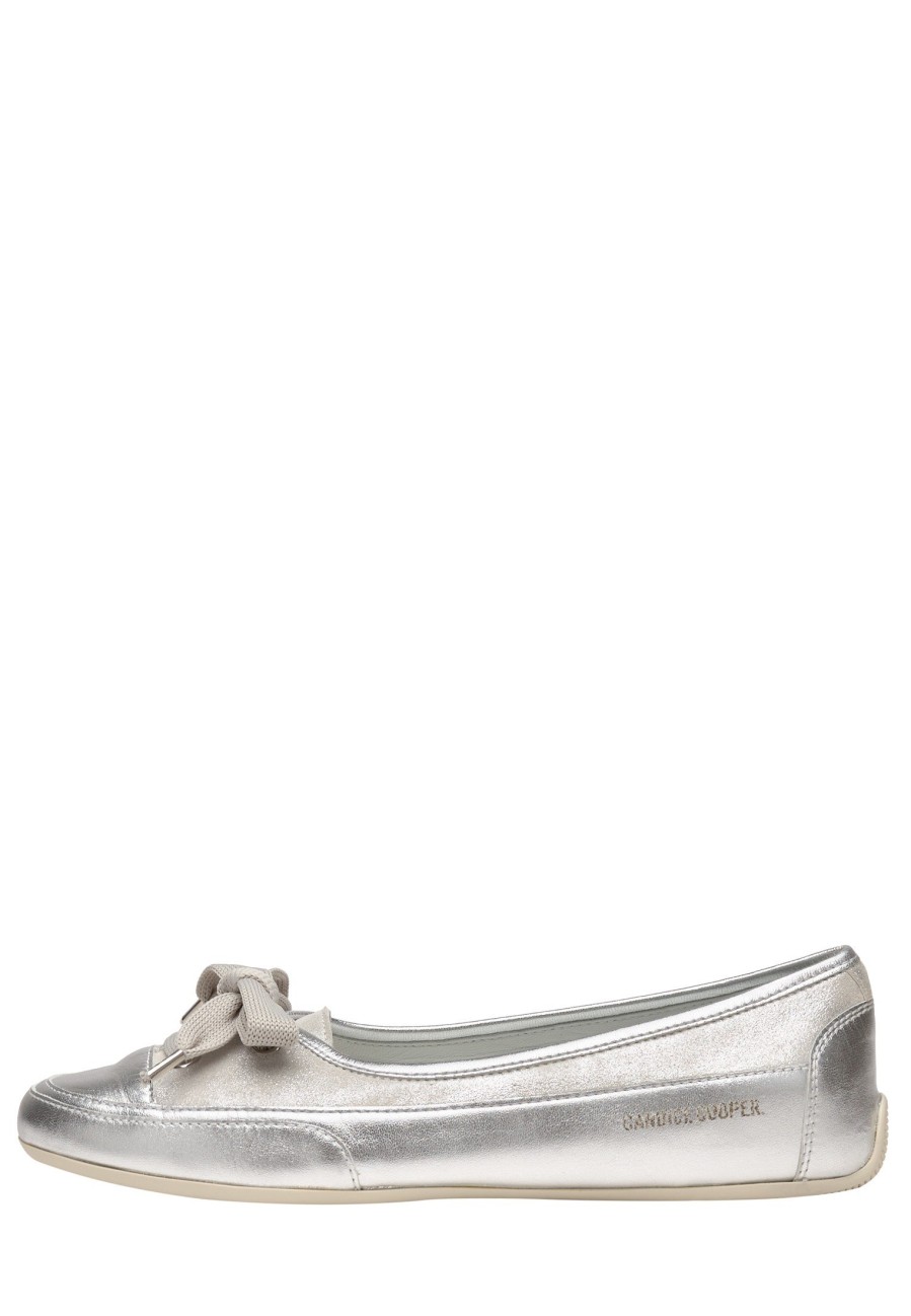 Femmes Candice Cooper | Ballerines En Cuir Nappa Argente Argente - Candy Bow