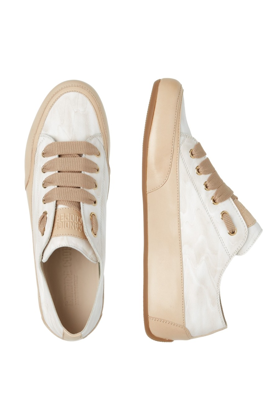 Femmes Candice Cooper | Rock Chic S - Baskets En Cuir - Blanc-Beige